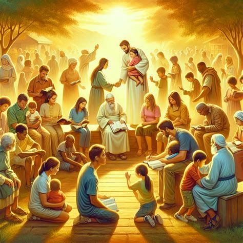 Escena de evangelización en la comunidad usando Biblias para compartir con amor