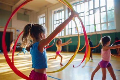 niñas practicando gimnasia rítmica en colegio