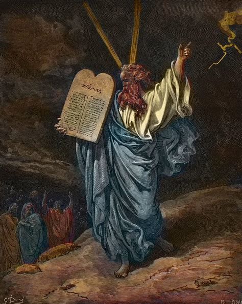 Representación artística medieval de Moisés con las Tablas de la Ley