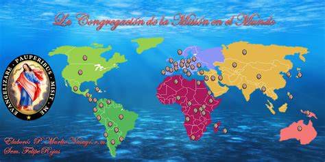 Mapa mundial con presencia de la congregación Misioneras de la Caridad