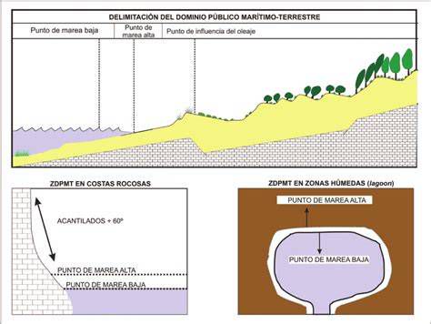 Mapa de zonas costeras y delimitación de dominio público marítimo-terrestre