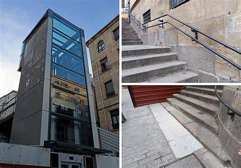 Esquema de accesibilidad: ubicación del nuevo ascensor y acceso al columbario