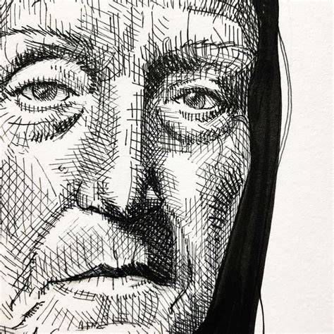Wolverton's cross-hatching technique and grotesque portraits
