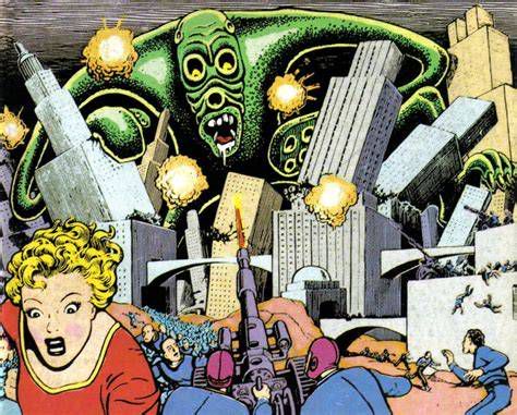 Basil Wolverton surrounded by his most famous works