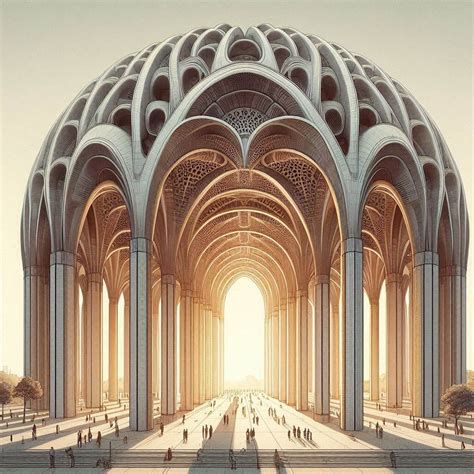 Esquema arquitectónico mostrando el arco toral y la disposición circular de la cabecera de la catedral