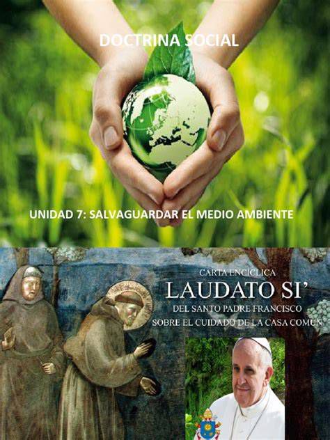 Portada de la encíclica Laudato si' mostrando un planeta Tierra con manos protectoras
