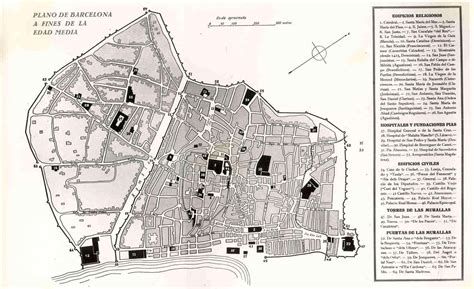 Mapa de la Barcelona medieval y ubicación del barrio de la Ribera