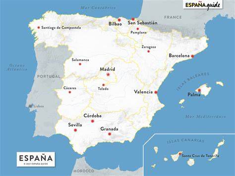 Mapa mostrando principales ciudades españolas con celebraciones del Día del Cristo