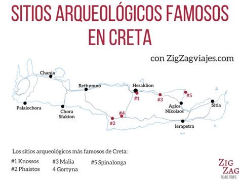 Mapa con los principales sitios de buceo en Creta