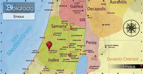 Mapa del camino de Jerusalén a Emaús