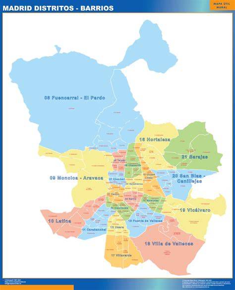 Mapa del Madrid de finales del siglo XIX con los barrios mencionados en Misericordia