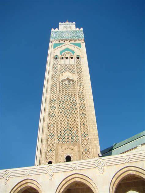 Mezquita Hassan II, Casablanca (vista exterior y minarete)