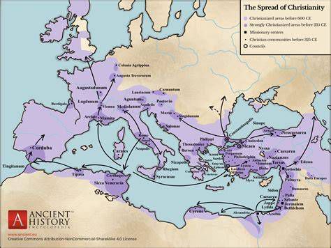 Mapa histórico de la expansión del cristianismo en tiempos del Nuevo Testamento