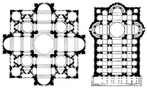 Planta y boceto de Bramante de la Basílica de San Pedro