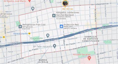 Mapa del barrio Alto del El Rollo con la ubicación de la parroquia Nombre de María