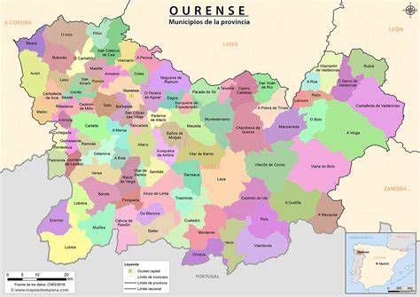 Mapa de Ourense mostrando las zonas vinculadas a casos de abuso en la diócesis