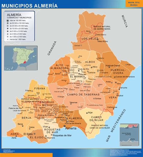 Mapa de la provincia de Almería y localización de Alboloduy y Guadix