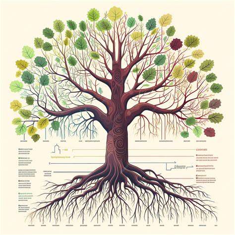 esquema árbol de la Biblia: raíces (AT), tronco (Pentateuco/historia), ramas (NT)