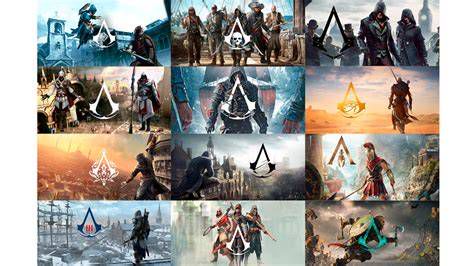 variaciones del símbolo de Assassin's Creed a lo largo de las entregas