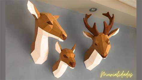 ejemplos de modelos papercraft: caballito de mar, ciervo, gecko
