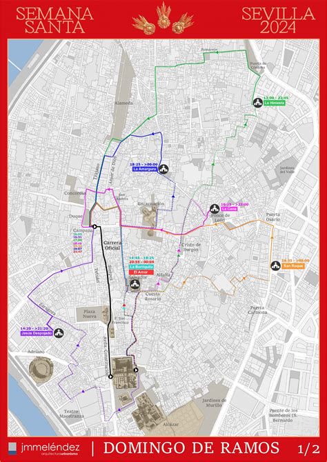 Mapa de los itinerarios de Semana Santa en Dos Hermanas