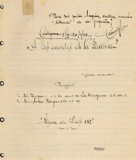 Manuscrito autógrafo fechado noviembre de 1925