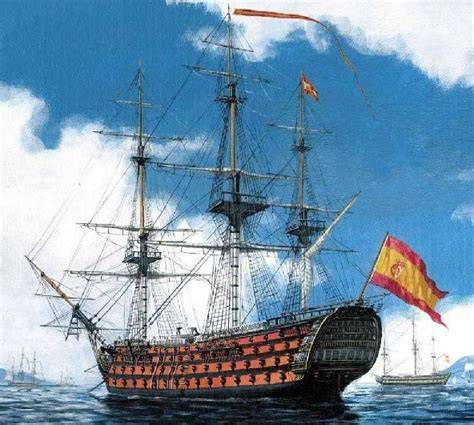 Modelo del Santísima Trinidad en astilleros de La Habana