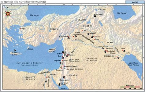 Mapa de los territorios bíblicos y las rutas del Antiguo Testamento