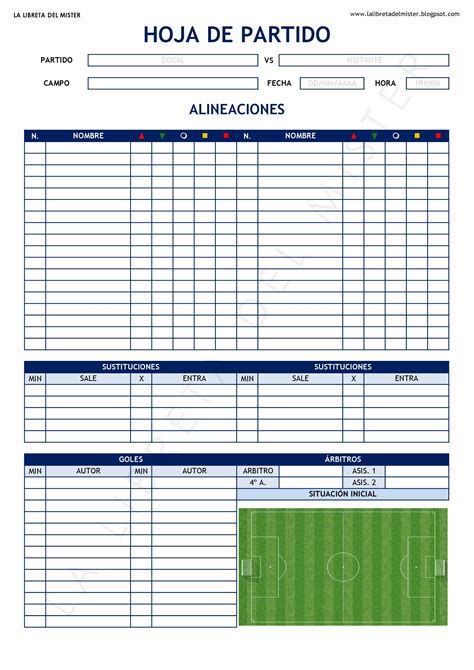 Ejemplo de ficha de partido RFAF (alineaciones y acta)
