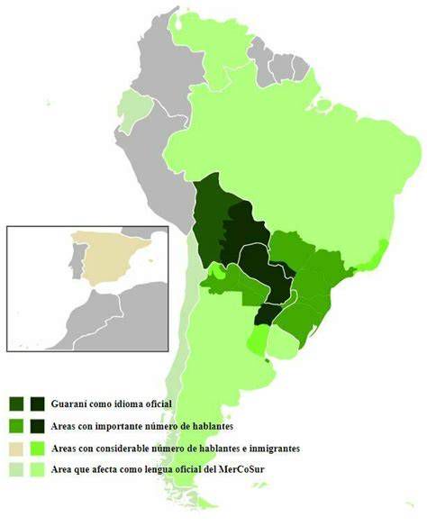 Mapa de distribución de pueblos guaraníes en Sudamérica