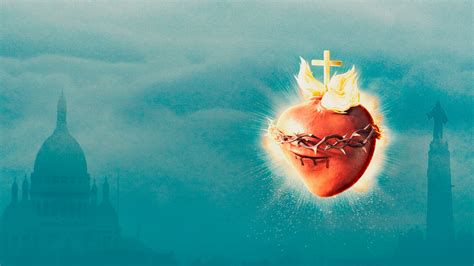 Ilustración del Corazón de Jesús ardiente y envuelto en llamas de amor