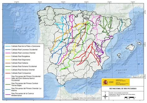 Itinerarios de la trashumancia en España y tipos de vías pecuarias