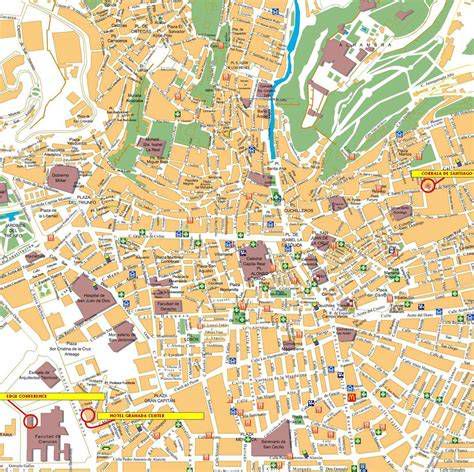 Mapa devocional de Granada con hitos: Merced Calzada, San Ildefonso, Campo del Príncipe, San Blas, San Juan
