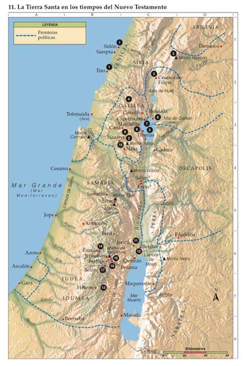Mapa: Tierra Santa y los lugares de la vida de Jesús (Nazaret, Belén, Jerusalén, Cafarnaún)