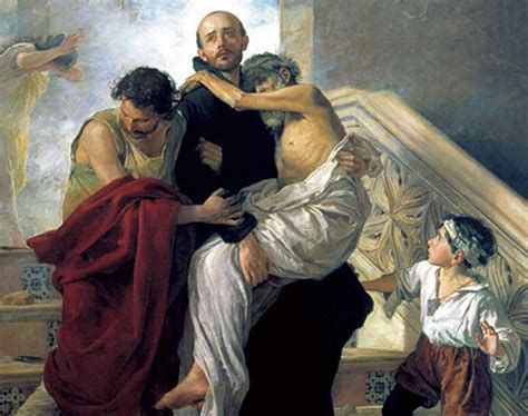 San Juan de Dios atendiendo enfermos en su hospital en Granada (ilustración histórica)