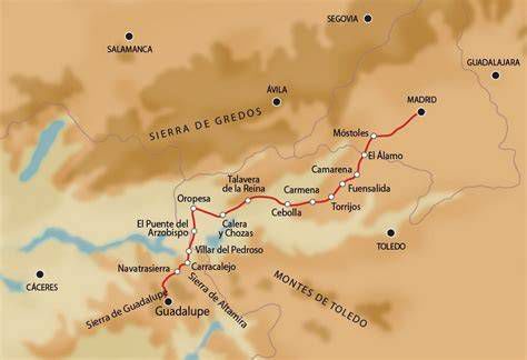Mapa detallado del Camino Real de Guadalupe a caballo