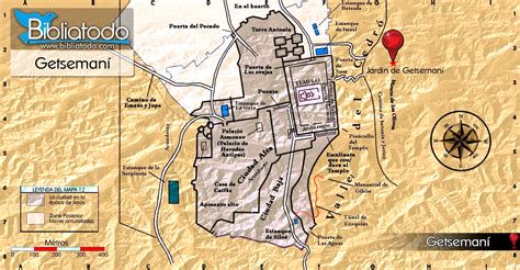 Mapa del Monte de los Olivos y ubicación de Getsemaní
