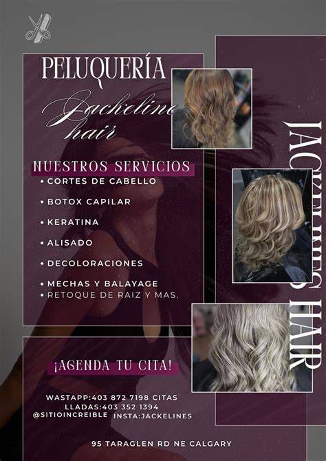 infografía servicios peluquería (mechas, keratina, cortes, peinados de boda)