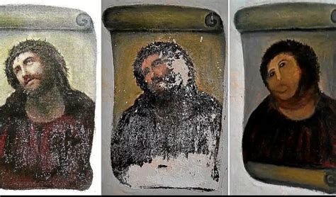 Comparación entre la Inmaculada desfigurada y el Ecce Homo de Borja