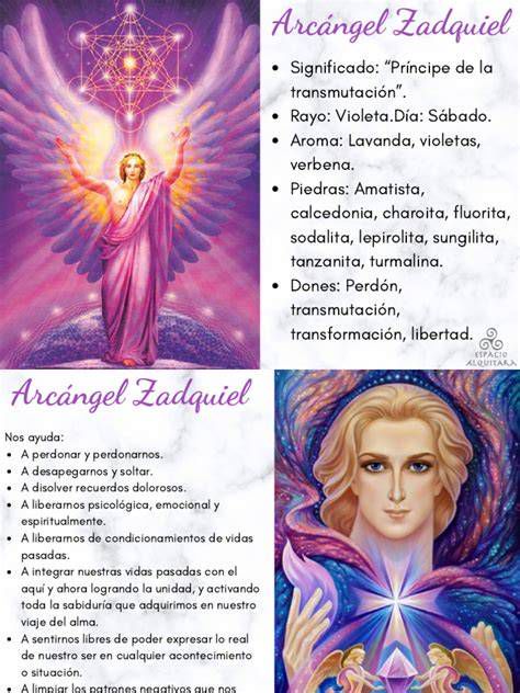 Infografía sobre atributos y beneficios del Arcángel Zadquiel para deportistas