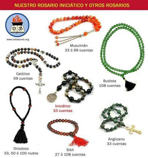 Diferentes tipos de rosarios: de mano, de pulsera, y rosario de anillo