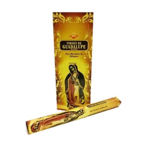 Caja hexagonal de incienso SAC Virgen de Guadalupe con varillas