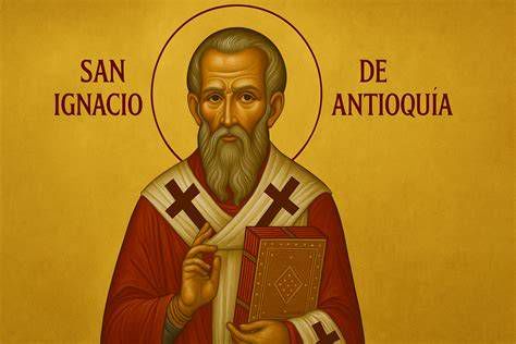 Retrato iconográfico de San Ignacio de Antioquía y escena de su martirio