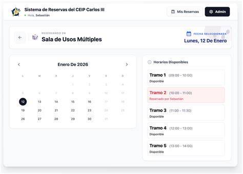 Interfaz del sistema de Reserva, Admisión y Matrícula