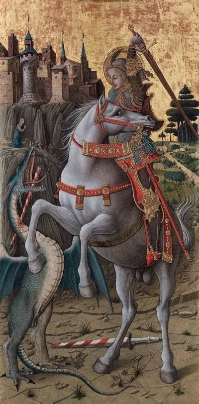 Representación artística de San Jorge matando al dragón