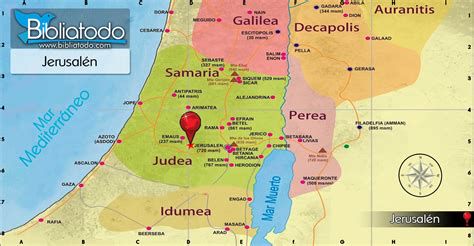 Mapa del camino de Jerusalén a Jericó con indicación de lugares de emboscada