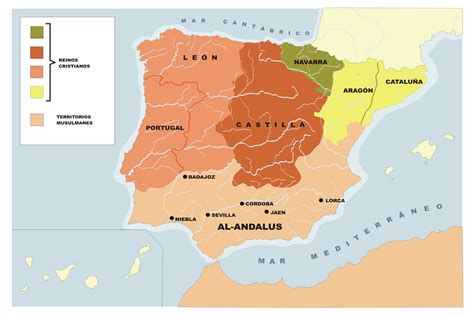 Mapa histórico de al-Ándalus y los reinos cristianos