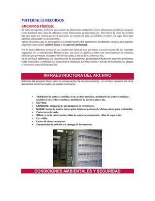 plano de condiciones ambientales y mobiliario de archivo