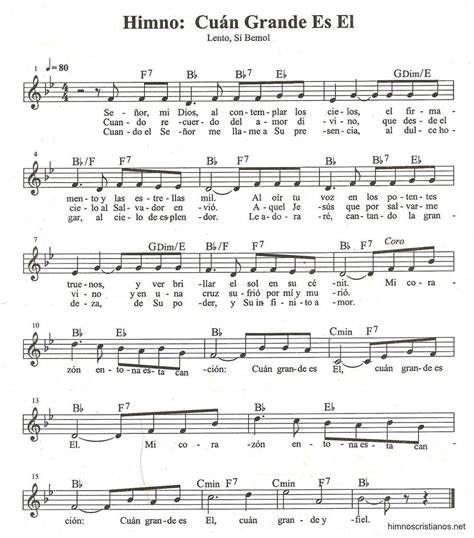 Partitura musical de Cuán Grande es Él con notas y letra para canto religioso