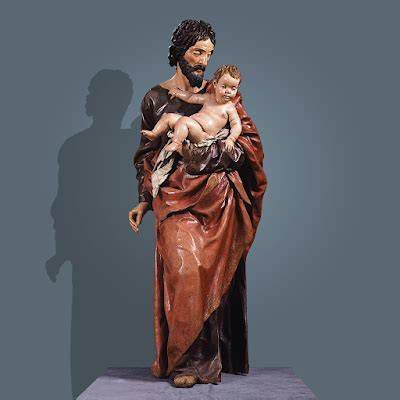 Retablo neoclásico y esculturas de San José con el Niño en brazos